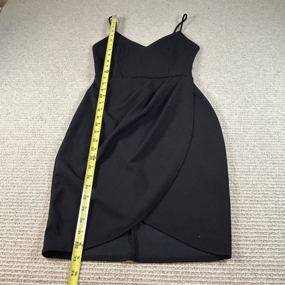 Lulus Black Mini Dress Small Spaghetti Strap Bodycon Minimalist LBD Date Night - Picture 6 of 11